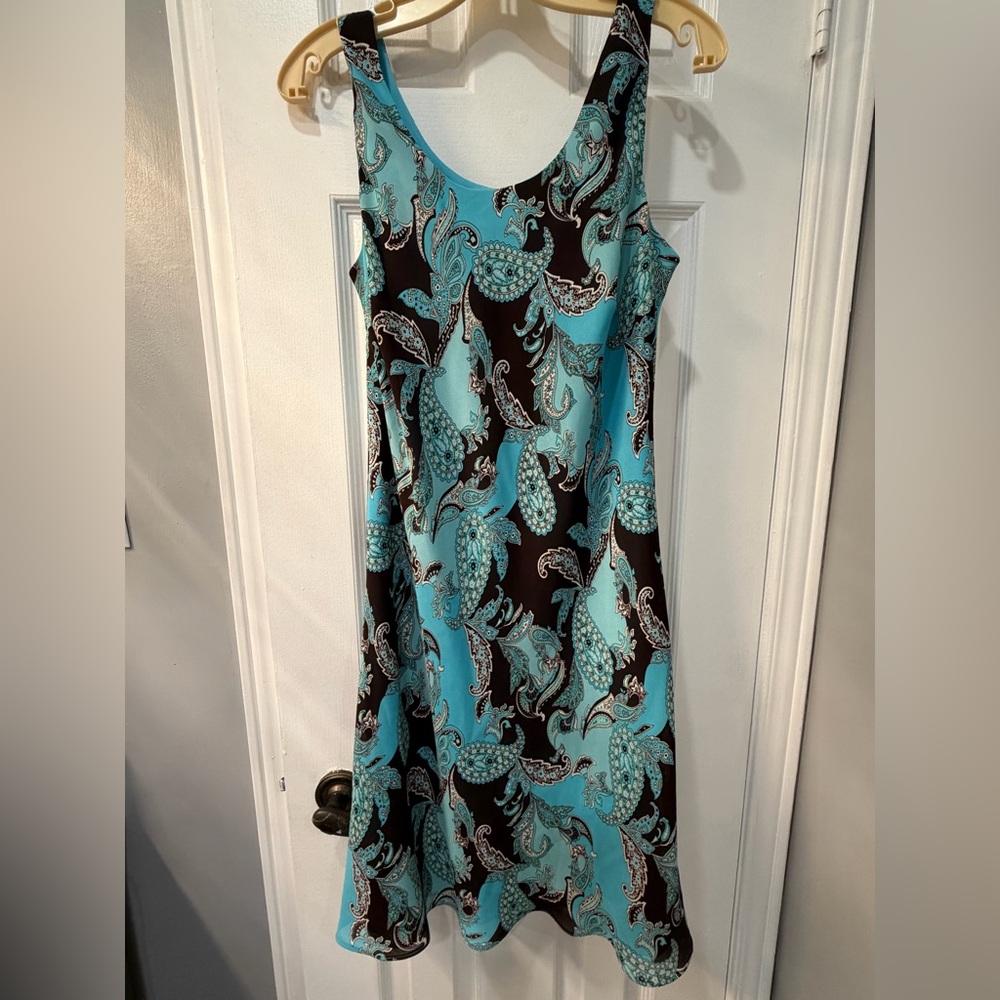 Jessica Turquoise and Brown Paisley Maxi Dress